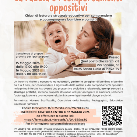 La rabbia e i comportamenti oppositivi - Maggio 2026