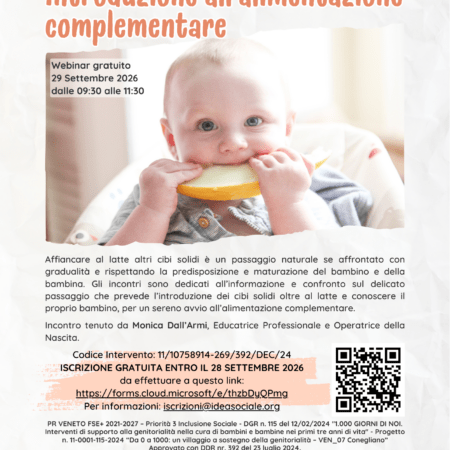 Introduzione all'alimentazione complementare - Settembre 2026