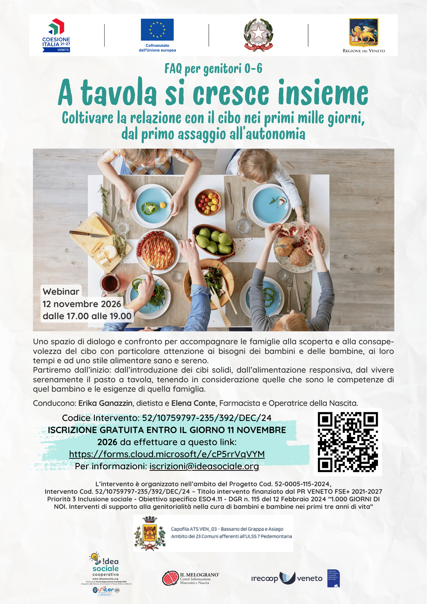 A tavola si cresce insieme - 12 novembre 2026 - webinar
