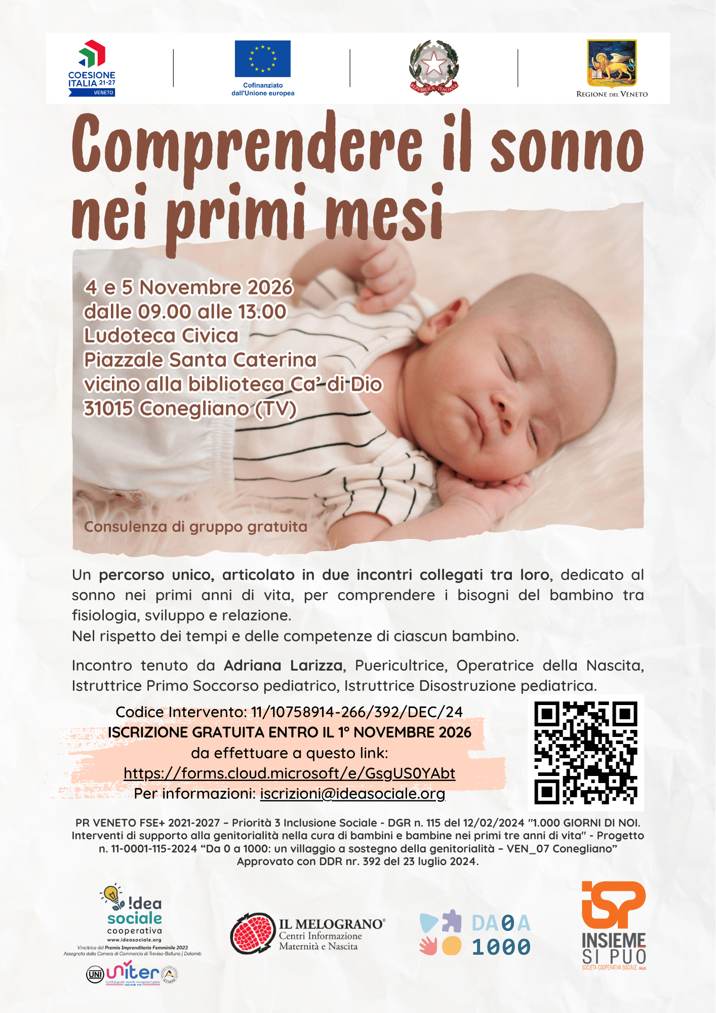 Comprendere il sonno nei primi mesi - Conegliano